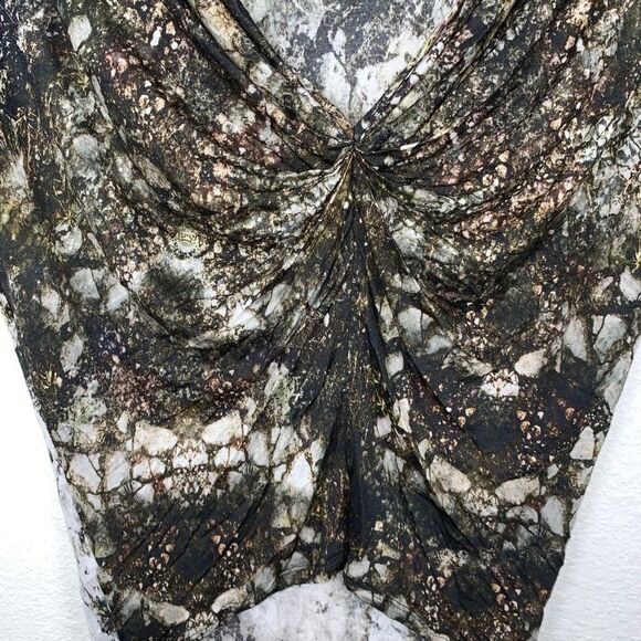 Helmut Lang Gravel Print Jersey Scoop Back Blouse - Picture 5 of 8